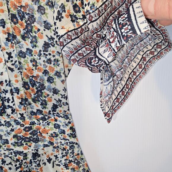 Sea New York Maya Midi Dress 0 Floral Print Sheer Chiffon Short Sleeve Lined - Picture 9 of 10